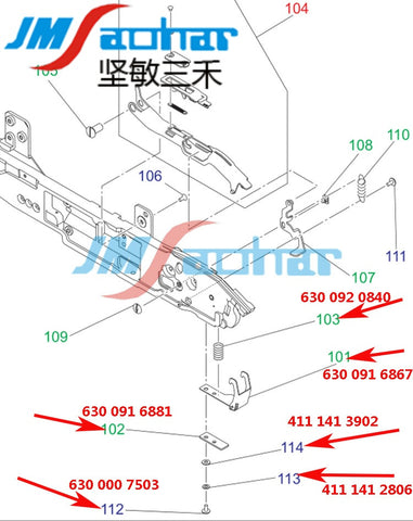 SANYO TCM X200 TF8MM Feeder PLATE 6300916881 SPRING,COMP 6300920840