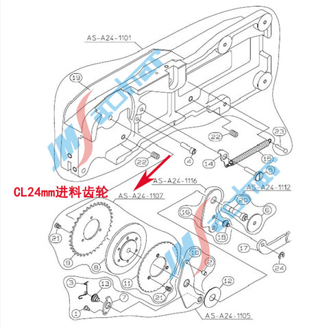 SMT YAMAHA YV100XG CL24MM Feeder Parts KW1-M4520-000 SPROCKET ASSY AS -A24-1107