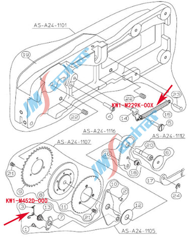 YAMAHA YV100XG CL24-56MM Feeder Spring KW1-M452D-000 KW1-M229K-00X